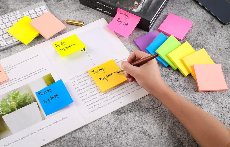 YEECOK (28 Pads) Sticky Notes 3 x 3 in, Bright Colorful Super Sticking Power Memo Post Stickies, High Stickiness Square Sticky Notes for Office, Home, School, Meeting, 72 Sheets/pad - Image 3